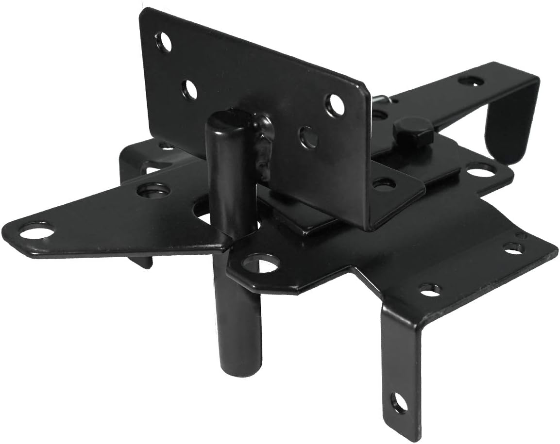 Self-Locking Gate Latch Heavy Duty Post Mount Automatic Gravity Lever Wood/PVC Fence Gate Lock with Fasteners Hardware,for Secure Pool |Yard | Gadren, Steel,Black