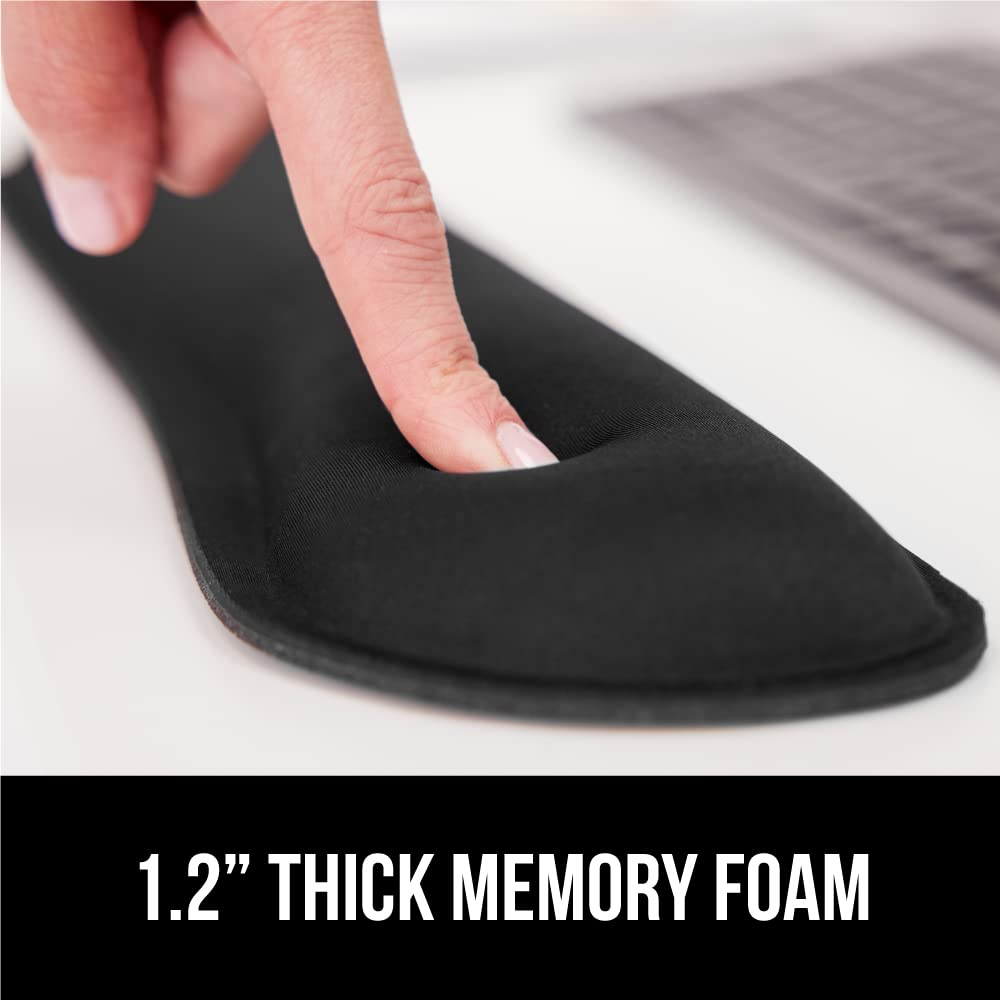 GORILLA GRIP Silky Gel Memory Foam Wrist Rest for Computer Keyboard, Mouse, Ergonomic Design for Typing Pain Relief, Desk Pads Support Hand and Arm, Mousepad Rests, Stain Resistant, 2 Piece Pad, Black