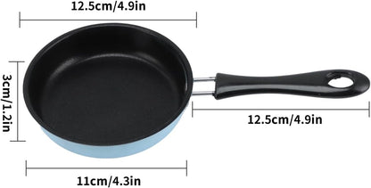 Mini Frying Pan, 5" Nonstick Stainless Steel Skillet, Blue, for Eggs and Pancakes