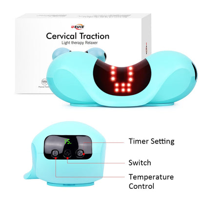 USUIE Red Light Therapy Neck Traction Pillow, Neck Stretcher for Neck Pain Relief, Cervical Traction Device for Tension Headache and Neck Hump Corrector