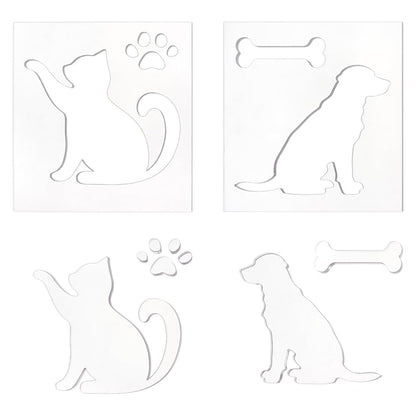 MAYJOYDIY 2 Pack Clear Cat Dog Acrylic Template 6.7"x5.9" Dog Bone Router Jig Templates Animal Paw Inlays Stencil for Woodworking Carving Painting Home Decor DIY Projects