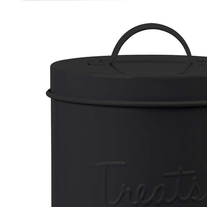 Amici Pet Retro Metal Storage Canister Treats Jar, 72 Fluid Ounces, Matte Black