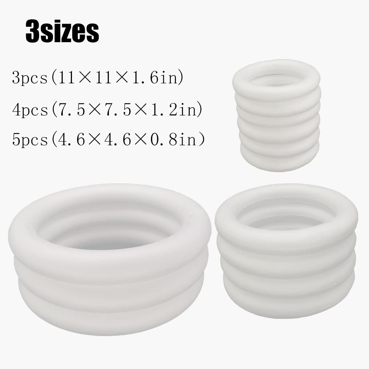 FFchuanhe 12pack Craft Foam Wreath, Foam Rings for Crafts, 3 Sizes(11in, 7.5in, 4.6in) for Flower Projects, Christmas, Wedding, Home Decoration and Various DIY Arts and Crafts.White