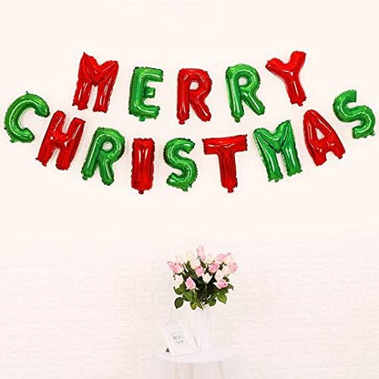MERRY CHRISTMAS Balloons, Xmas Aluminum Foil Balloons for Christmas Anniversary Party Supplies, 16 Inch - Red & Green