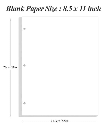 (3-Pack) A4 Blank Paper Refills, 300Sheets / 600Pages Print/Loose-Leaf Paper, 3-Hole, 100gsm, White, 8.5'' x 11''
