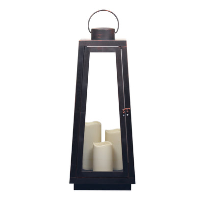 1Pack Decorative Big Lantern 25.2" H with Dancing Flame LED Timer Candle,ON/Off/Timer LED Candle with 6hours,Hanging Lantern for Outdoor Garden/Indoor Use.