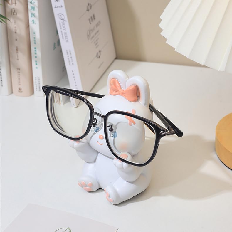 Cute Easter Bunny Glasses Display Stand for Nightstand, Funny Animal Decorative Eyeglass Sunglass Holder for Women