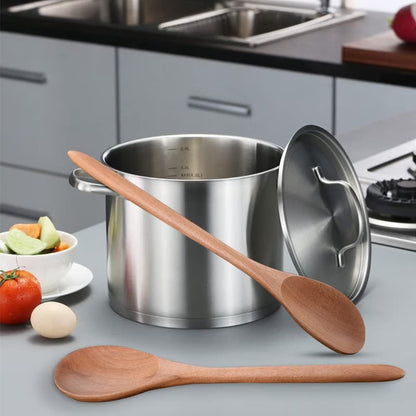 Big Wooden Spoon for Cooking, 17-Inch Kitchen Serving Scoop for Big Pot, Heavy Food Service Spoon