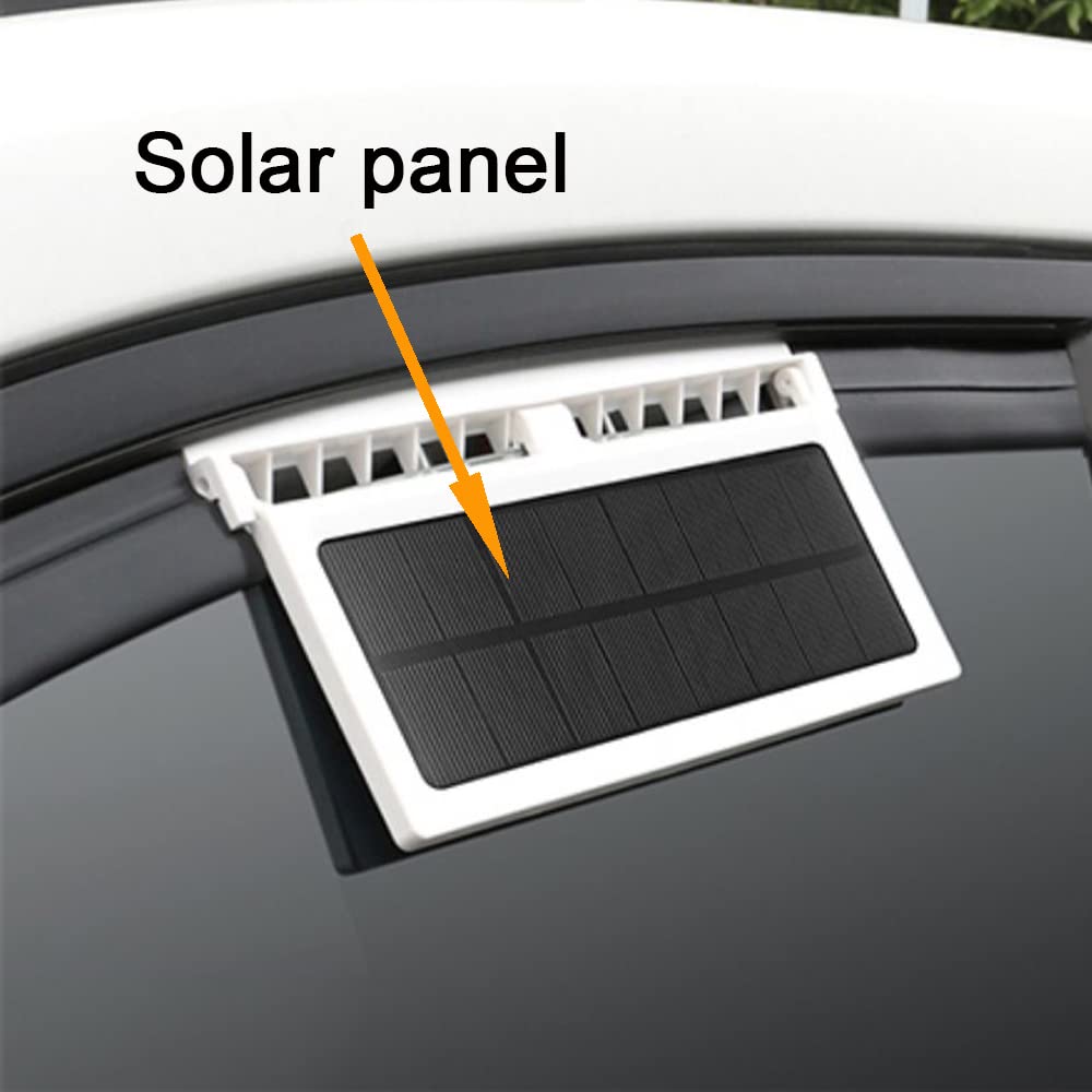 CYDZSW Car Solar Powered Window Exhaust Fan, Air Purifier, Solar Power Air Vent Radiator Fan for Backseat or Frontseat, Vehicle Ventilation Fan (White)