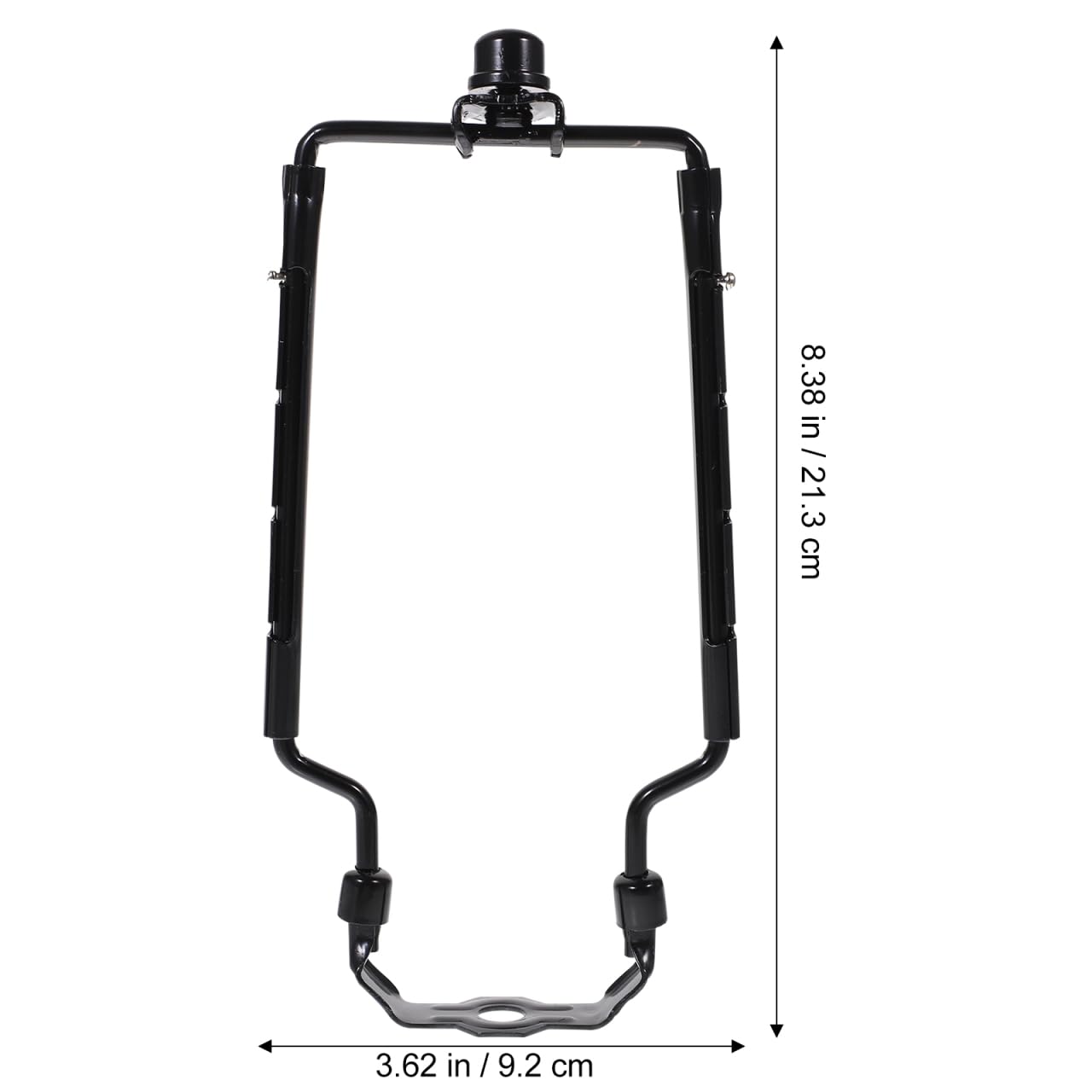Homoyoyo Adjustable 8 Inch Lamp Shade Harp Kit for E14 E26 E27 Bases - Black Lampshade Holder Bracket Set Includes 1 Bracket 3 Light Socket Adapters Pad Rust Lampshade Adapter for Table Lamp Rectangle