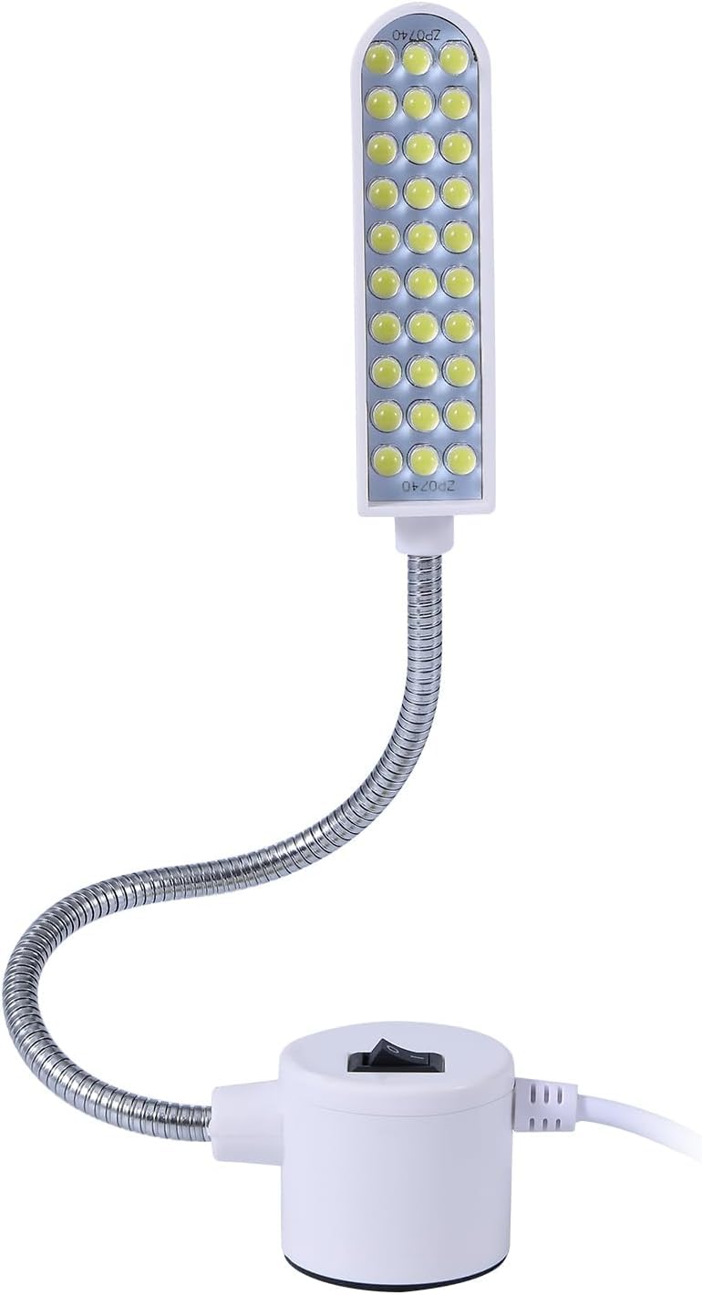 Weftnom 30 LED Sewing Machine Light, Portable Flexible Gooseneck Work Light with Magnetic Mount for Janome, Singer, Brother, Drill Presses, Desks, Crafts, Workbenches, and Lathes
