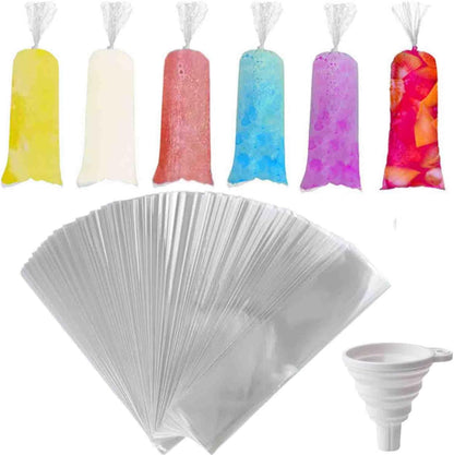 DHYLRICHER 500 (3 12 Inch) Pcs Disposable Ice Lolly Molds Plastic Freeze Pop Bags with Silicone Funnel for Homemade