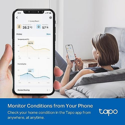 TP-Link Tapo Smart Temperature and Humidity Sensor T310, White, Requires Tapo Hub, High-Accuracy Swiss-Made Sensor, Real-Time Notifications, Free Data Storage, Long-Lasting Performance