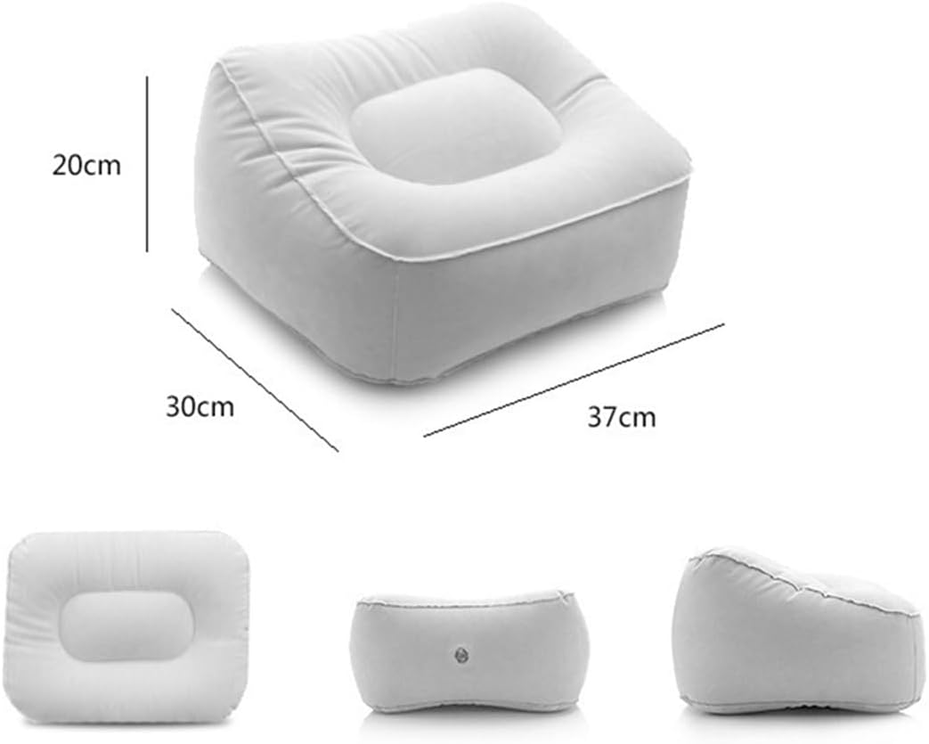 1PCS Inflatable Travel Foot Rest Pillow, Head Pad, Soft Flocking Pillow, Flights Relax Cushion Ottomans Leg Up with Air
