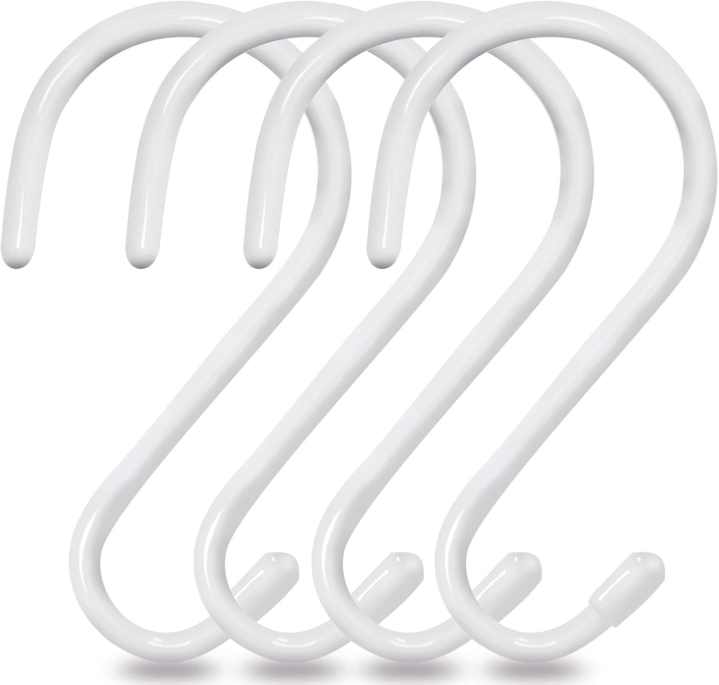 4 Pack Large S Hooks for Hanging Heavy Duty, 6 inch Non Slip Vinyl Coated Metal Closet S Hooks for Kitchen Utensils,