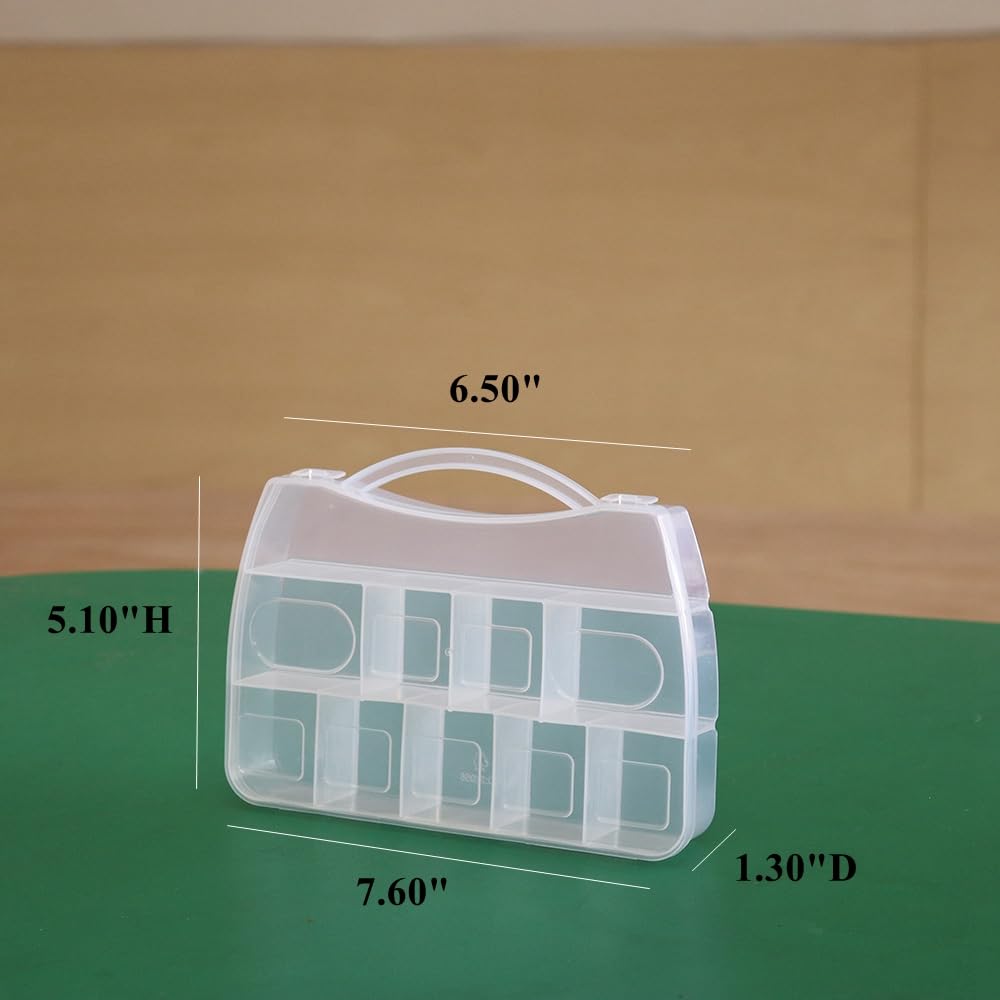 BangQiao 4 Pack Fixed 10 Grids Small Clear Plastic Storage Case with Handle, Mini Cute Organizer Box for Gift Giving, Birthday, Event, Party, Jewelry, Ornaments, Craft Supplies, DIY Accessories