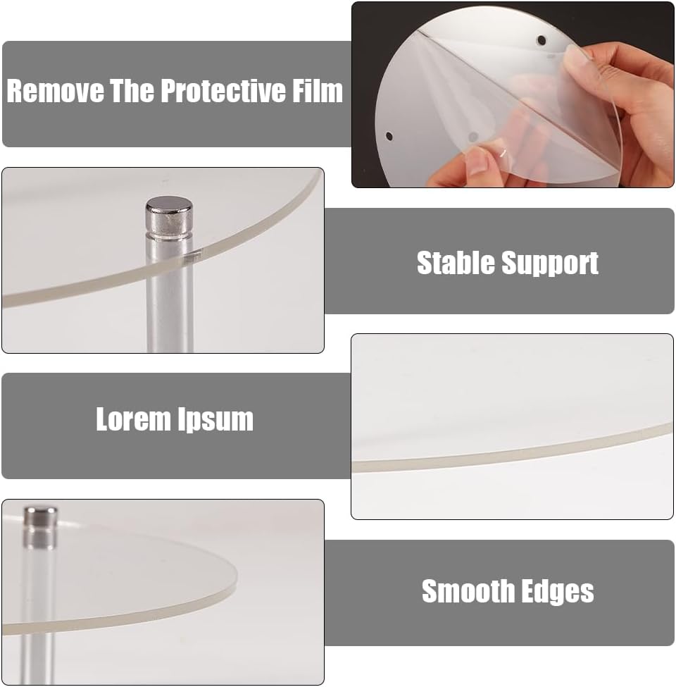 CRASPIRE Acrylic Cake Stands for Dessert Table, Clear Cupcake Display Holder, Round Food Organizer for Party Decoration