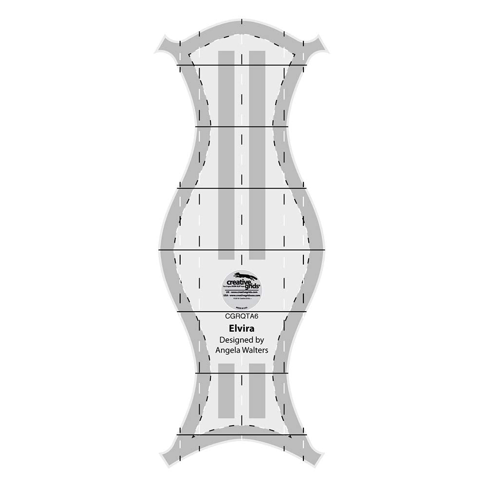 Creative Grids Machine Quilting Tool Elvira – CGRQTA6 – Made in USA, Non-Slip Grip Acrylic Quilting & Sewing Template Ruler for Free-Motion quilt Patchwork Design on Domestic Sewing & Longarm Machines