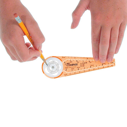hand2mind Safe-T Math Compass, 10 in. Orange Compass Set for Geometry, Drawing Tool, Dysgraphia Tools for Kids, Circle Drawing Tool, Math Classroom Supplies (Set of 12)