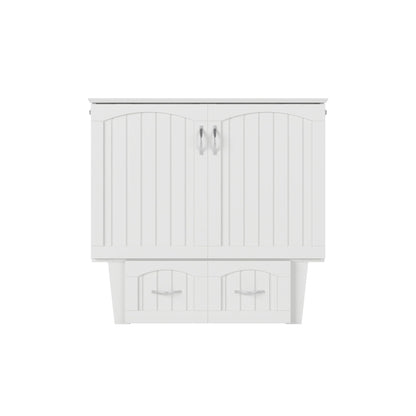 AFI, Sydney Twin Wood Murphy Bed Chest with 6" Mattress, Storage Drawer & Built-in USB Charger, White