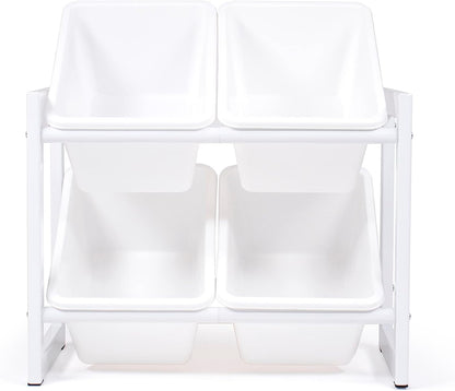 Humble Crew Compact 4 Bin Organizer with Metal Frame, White