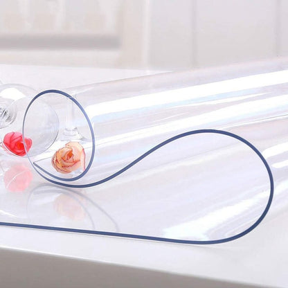 NECAUX Custom Multisize 1.5mm Thick Clear PVC Table Cover Protector - 48 x 66 Inch Waterproof Large Wood Furniture Office Desk Protective Plastic Dining Coffee End Tabletop Pad