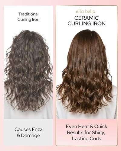 ELLA BELLA® Curling Iron 1 Inch • Professional Hair Curler • Curling Wand • Ceramic Curling Irons • Transform Your Look in Seconds • Suitable for All Hair Types • Say Goodbye to Heat Damage