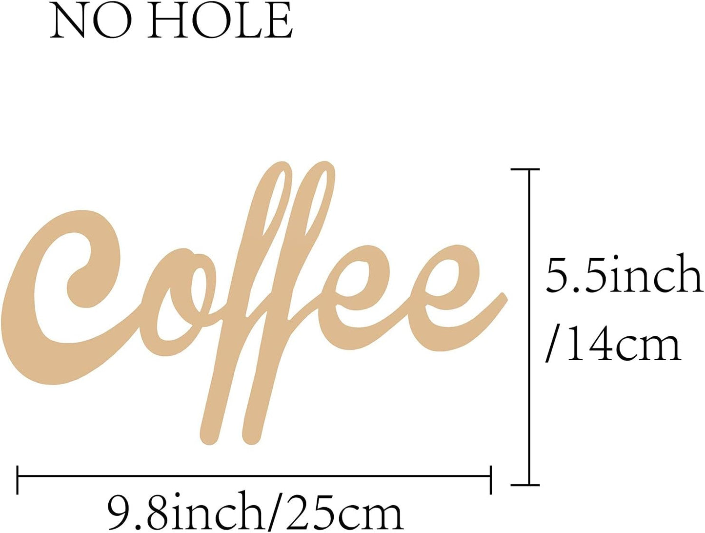 CREATCABIN Laser Cut Wood Sign Wall Art, Coffee Letter Decorative Wall Sculpture Hanging Decor for Housewarming, 25 x