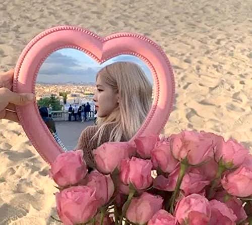 BinaryABC Heart Makeup Mirror - Cosmetic Mirror Wall Desktop Mirror for Bedroom (Pink)