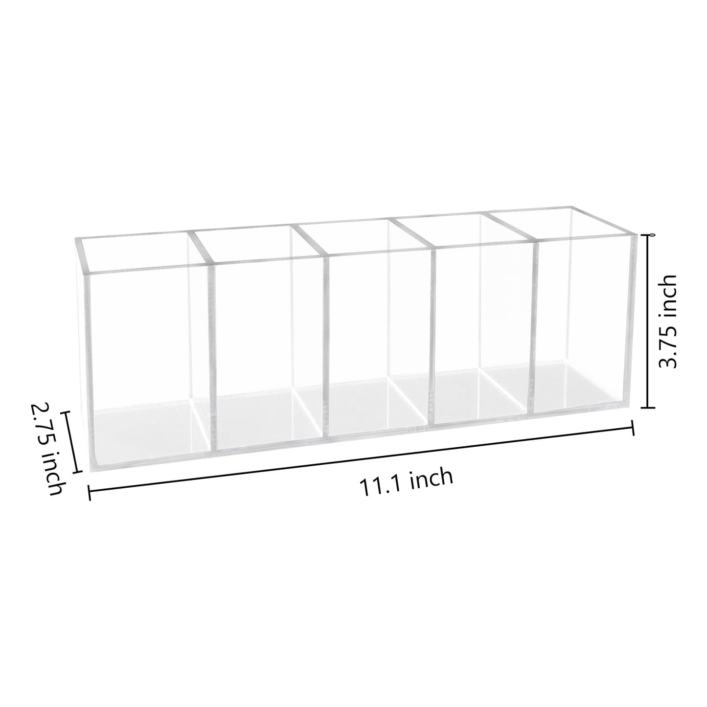 HSYMQ Acrylic Clear Pen Holder 5 Compartments Pencil Holder Desk Organizer Desktop Makeup Brush Holder