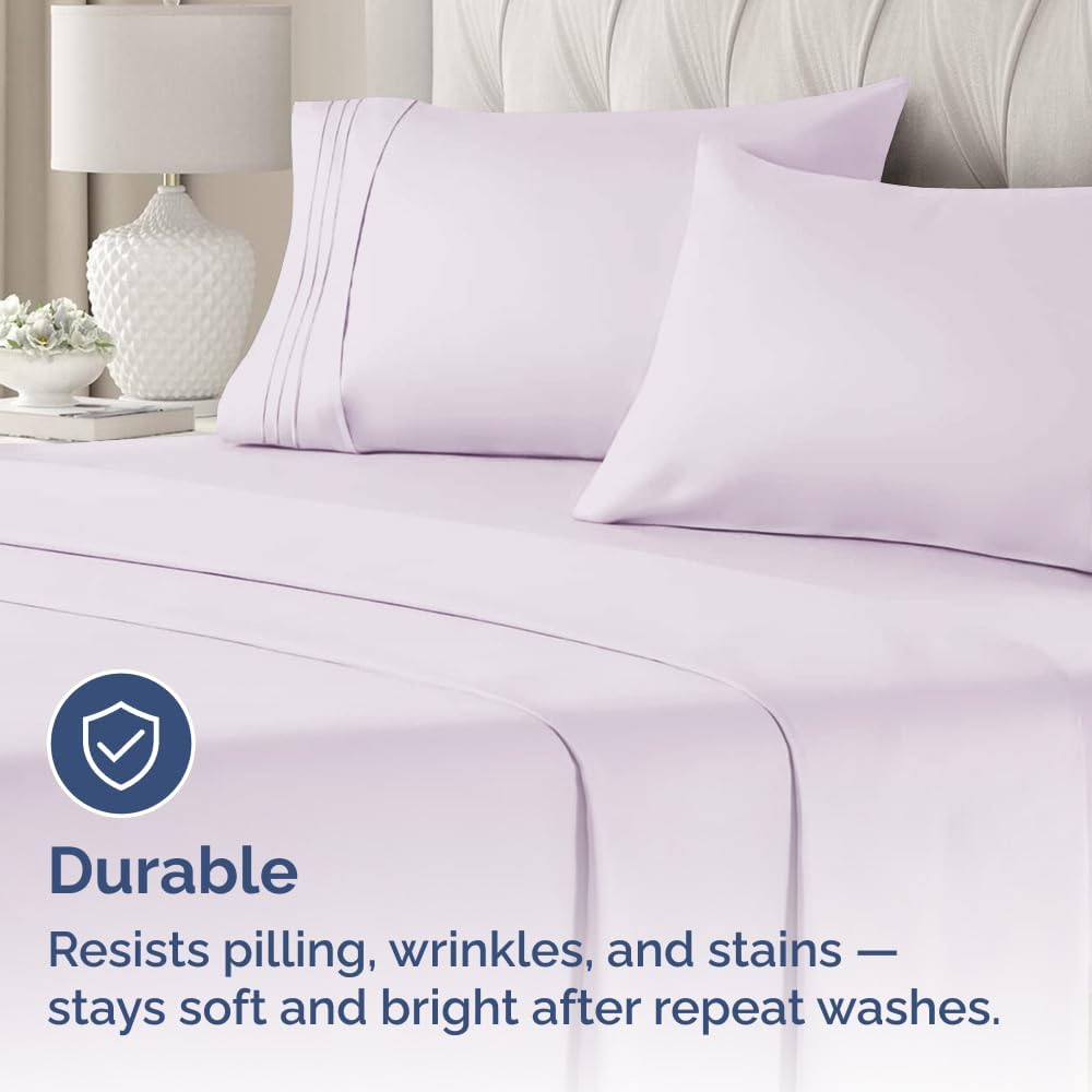 Skiennix Queen Pillow Cases Set of 2 | Ultra Soft Hotel Quality & Wrinkle Free - Light Lavender