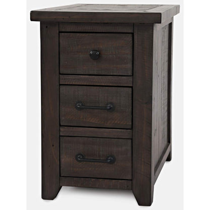 Jofran Madison County Reclaimed Pine Station USB Charging End Table Nightstand, Barnwood Brown