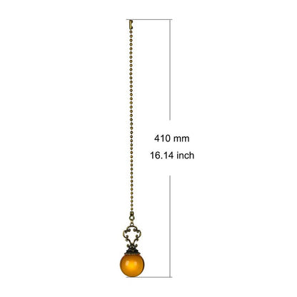 LONGSHENG - SINCE 2001 - Set of 2 Vintage-Style Amber Fan Pull Ceiling Fan Chain Pulls Crystal Ball 12inch Chains for Fan Light