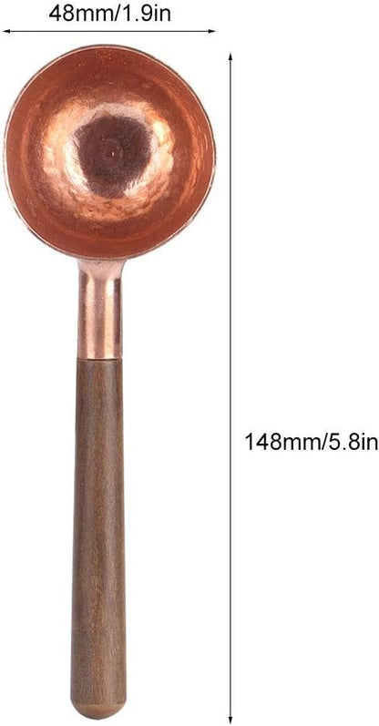 Measuring Scoop Spoon, Red Copper Coffee Measuring Spoon with Black Walnut Handle for Tea, Sugar, Salt, Flour