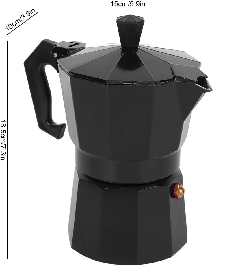 Stovetop Espresso Maker, Classic 6-Cup Capacity Aluminum Coffee Machine Moka Pot for Office Home Use, Black