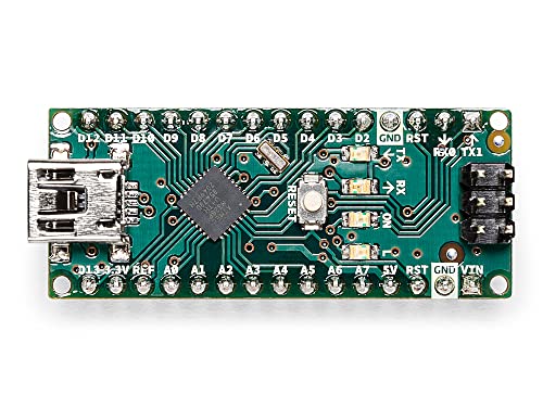 Arduino Nano [A000005] – Compact ATmega328P Microcontroller with 22 Digital I/O Pins, 8 Analog Inputs, USB Connectivity, and Arduino IDE Compatibility for Prototyping and DIY Projects