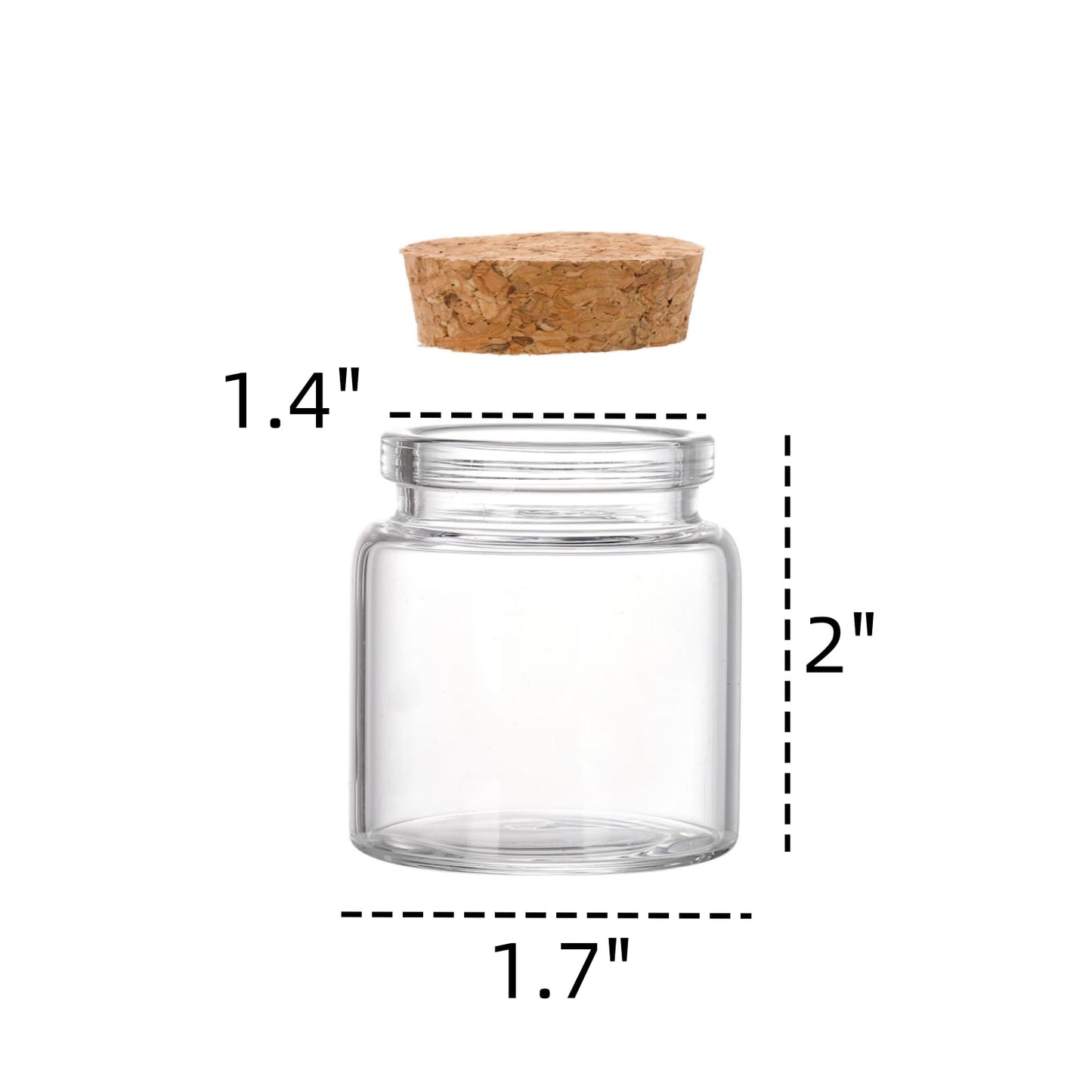 Dicunoy 20 PCS Glass Favor Jars with Cork Lids, 2 OZ Mini Round Vials Bottles, Small Cute Spice Containers for Tea, Jelly, Candy, Dried Flowers, Wedding Party Favors, DIY Crafts