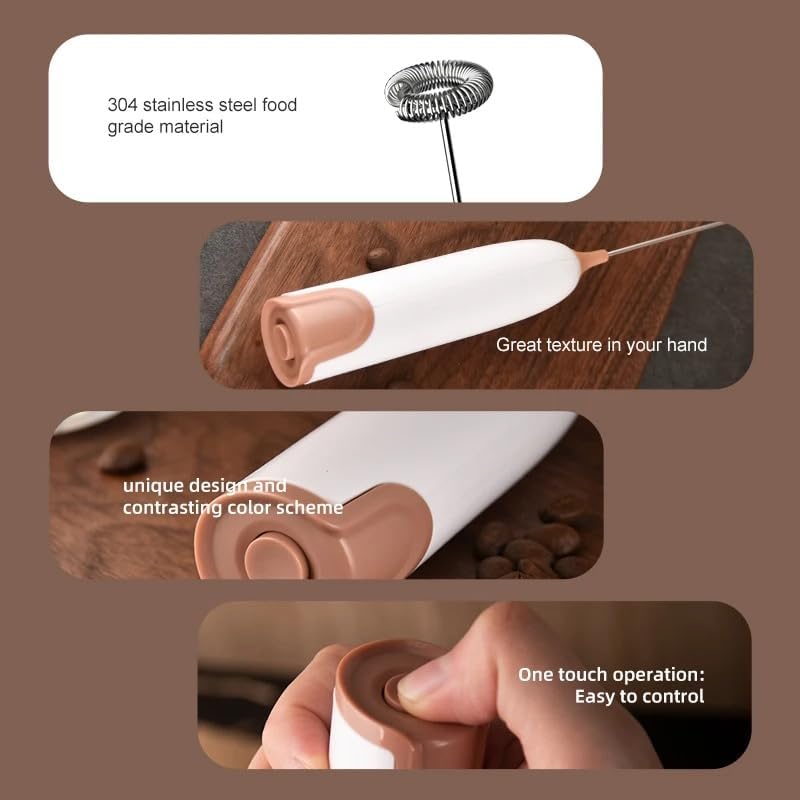 The HomeFlow Co. Milk Frother Handheld Foam Maker, Electric Whisk Drink Mixer, Mini Foamer for Coffee & Cappuccino