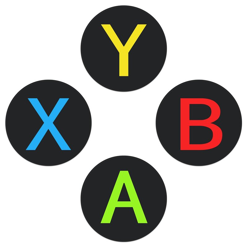 ABYX Silicone Gaming Coasters Set of 4 – A B X Y Game Controller Button Drink Coasters, Game Room Décor, Gifts for Gamers Men Boyfriend Dad – Black