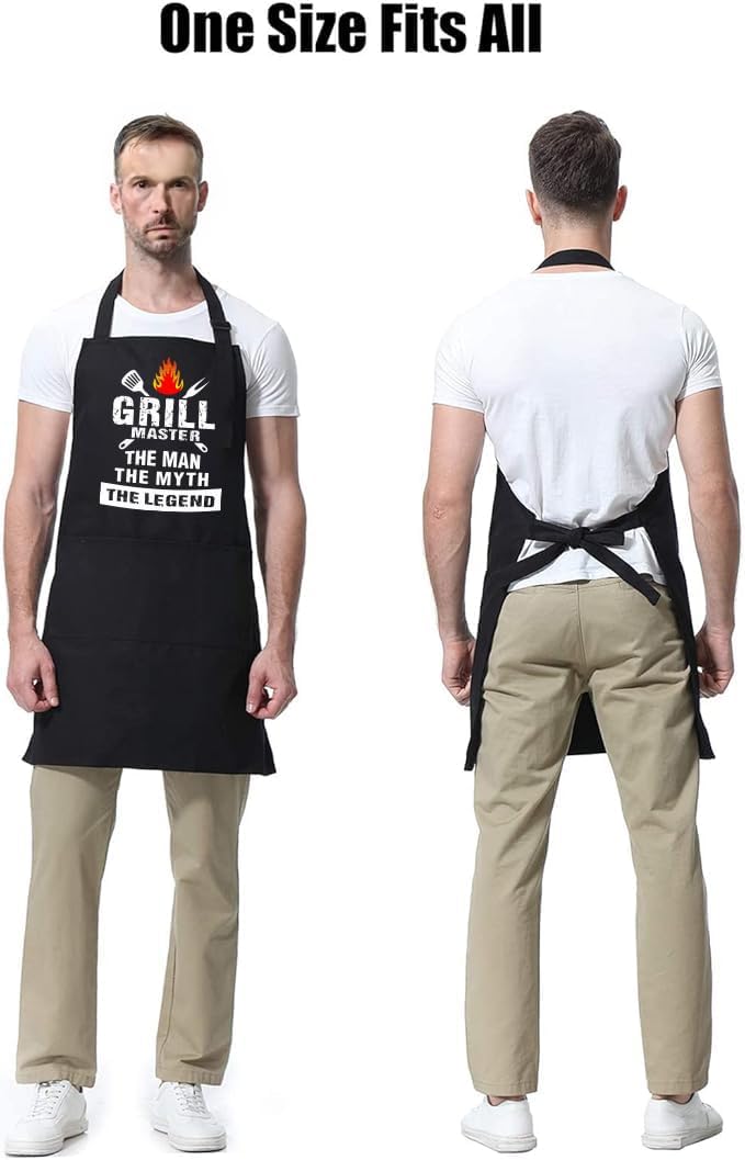 GENSTORES Funny Grilling Aprons for Men with Pockets BBQ Novelty Cooking Apron for Son Grandad Christmas Fathers Day