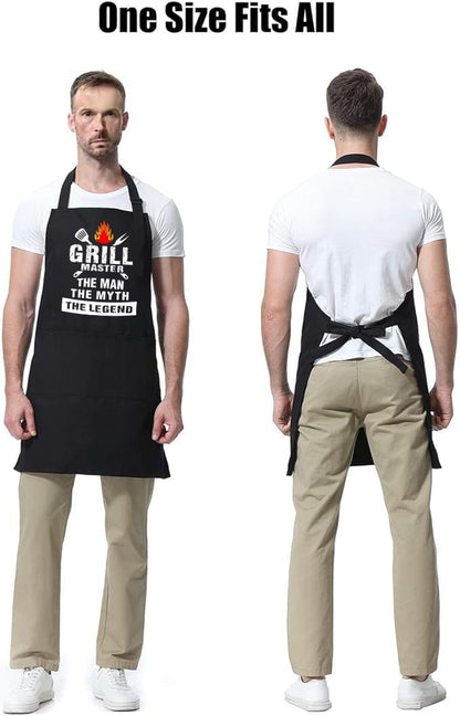 GENSTORES Funny Grilling Aprons for Men with Pockets BBQ Novelty Cooking Apron for Son Grandad Christmas Fathers Day