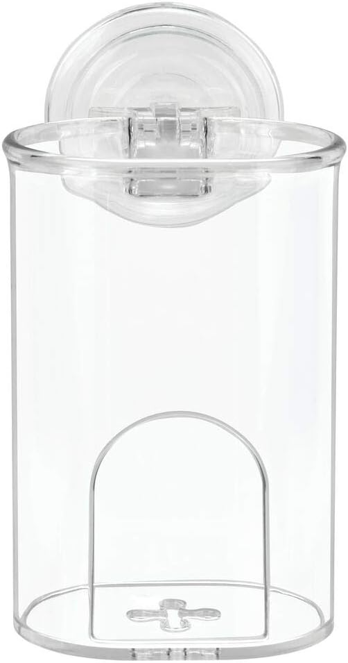 2 Pack mDesign Compact Plastic Suction Storage Center for Bathroom Organization of Toothbrushes, Electric Toothbrushes