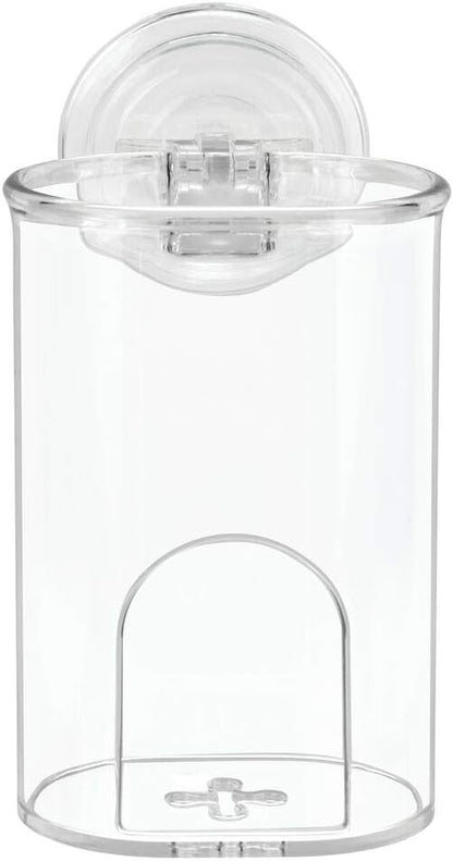 2 Pack mDesign Compact Plastic Suction Storage Center for Bathroom Organization of Toothbrushes, Electric Toothbrushes
