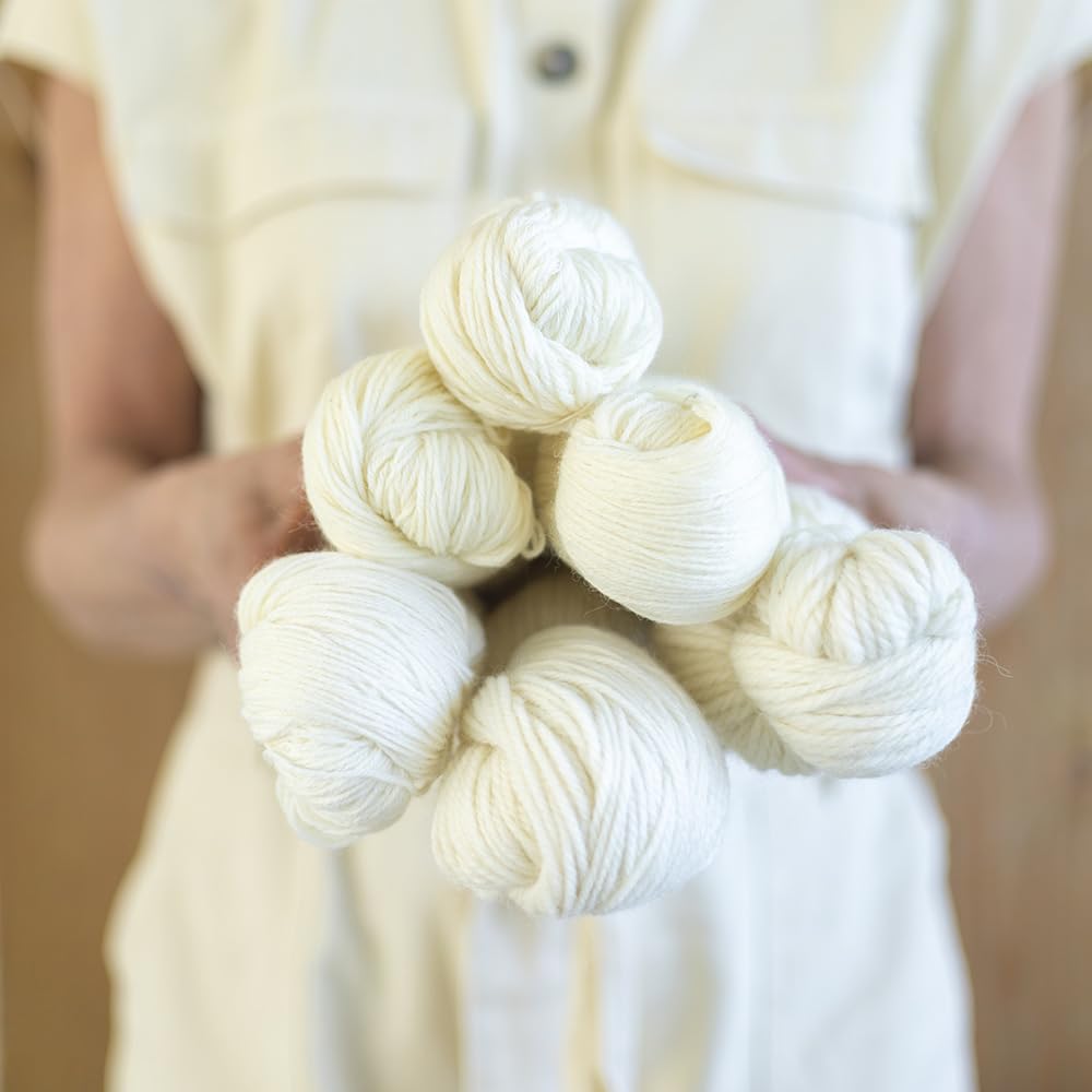 Scheepjes Nakid S Undyed Pure Wool Fingering Yarn, 100 g Ball, White 001