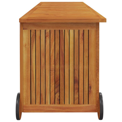 Fregramei Wooden Patio Storage Box Outdoor Storage Container with Wheels for Patio Furniture Cushions, Acacia Wood Deck Box, Backyard Storage Box, 59.1"x19.7"x22.8" Solid Wood Acacia,-876