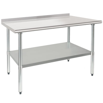 HARDURA Stainless Steel Prep & Work Table 30 x 48 Inches NSF Heavy Duty Commercial with Undershelf and Backsplash, Galvanized Legs for Commercial Food Prep