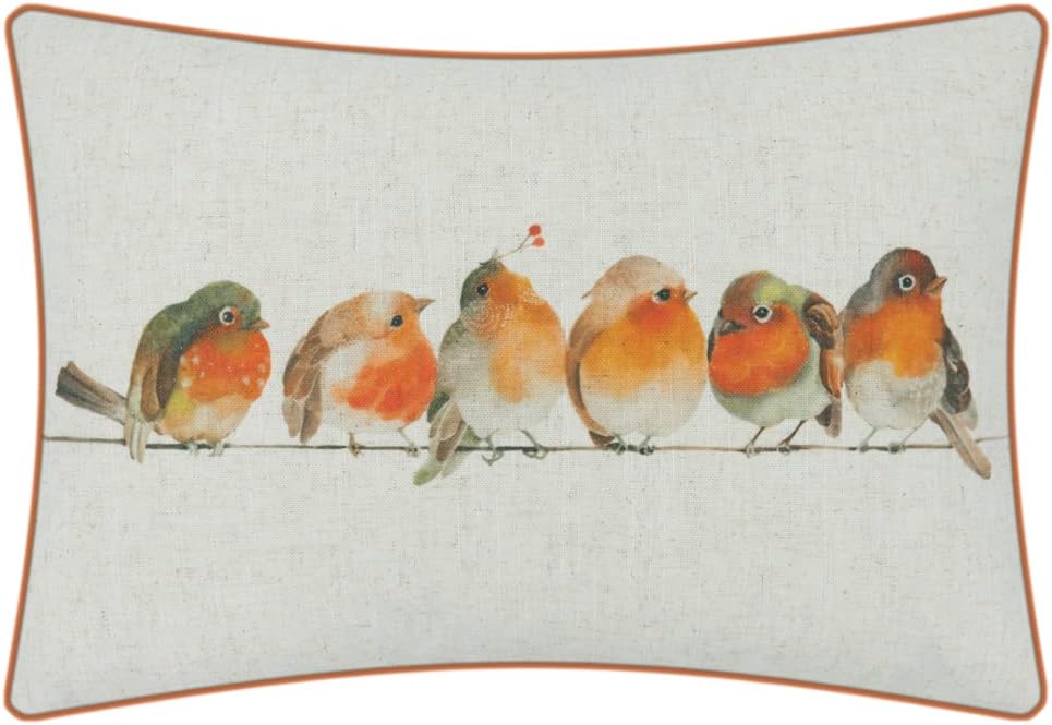 KINGROSE 14 20 Inches Christmas Hand Drawing Birds Decorative Throw Pillow Cover Watercolor Linen Accent Pillow Case