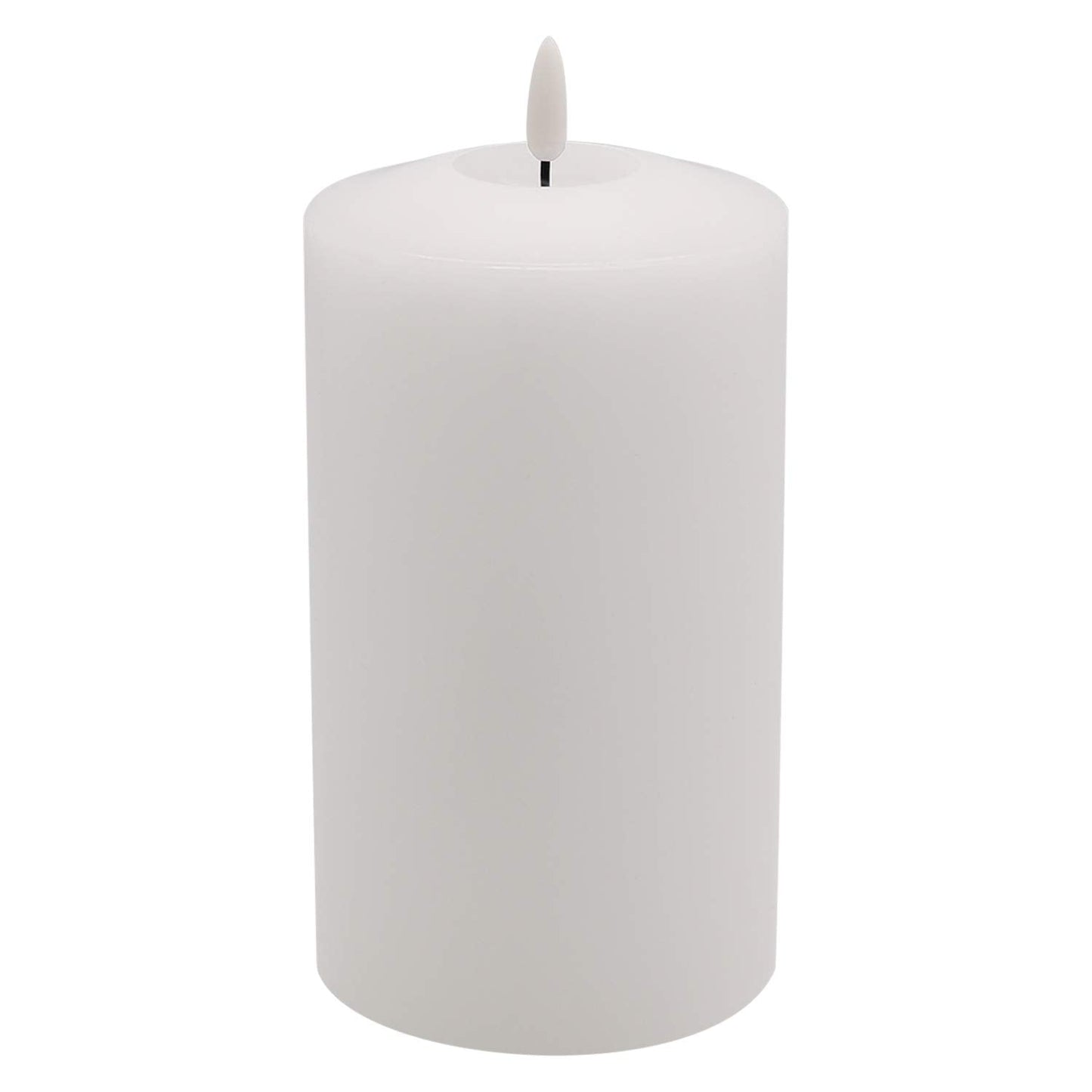 Eldnacele Large Flameless Flickering Candles White 3D Realistic Black Wick with Timer, 4” X 7.5” Battery Operated Real Wax Pillar Candles Warm White for Home Wedding Party Festival Decoration