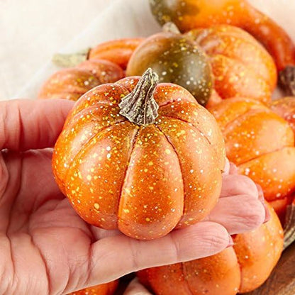 Factory Direct Craft Package of 12 Mixed Artificial Pumpkins and Gourds for Halloween, Autumn, Thanksgiving Decorating
