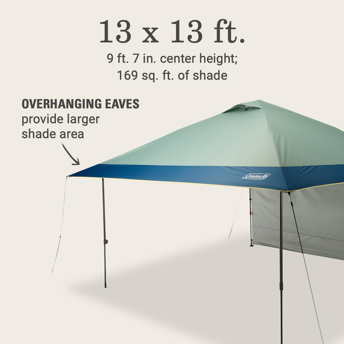 Coleman Oasis Instant Pop-Up Canopy Tent with Side Wall Attachment, Portable Shelter with Easy Setup & Takedown, Wheeled Carry Bag Included, 10x10/13x13ft Sizes